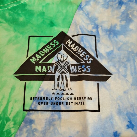 Madness Skateboard Tie Dye Split Green and Blue Long Sleeve T Shirt Large NWT - Picture 4 of 10